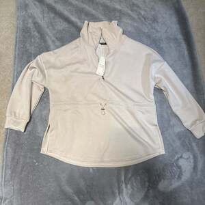 New Dokotoo Women's Crew Neck 1/4 Zip Sweatshirt Light Beige‎ XL